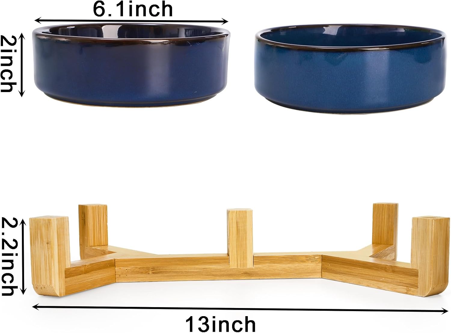 Crafted ceramic bowls with bamboo stand